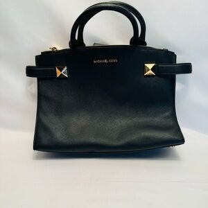 Michael Kors‎ Karla Stud Satchel Purse Bag Black Leather Handbag READ